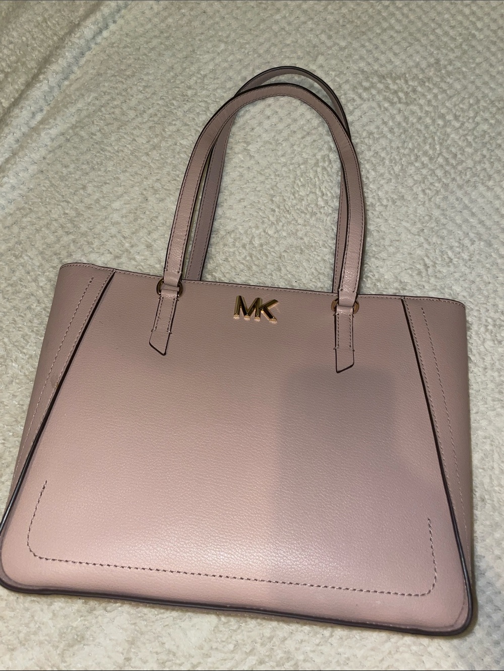 NEW Michael Kors Blush Pink Leather Tote with Gold MK Accent